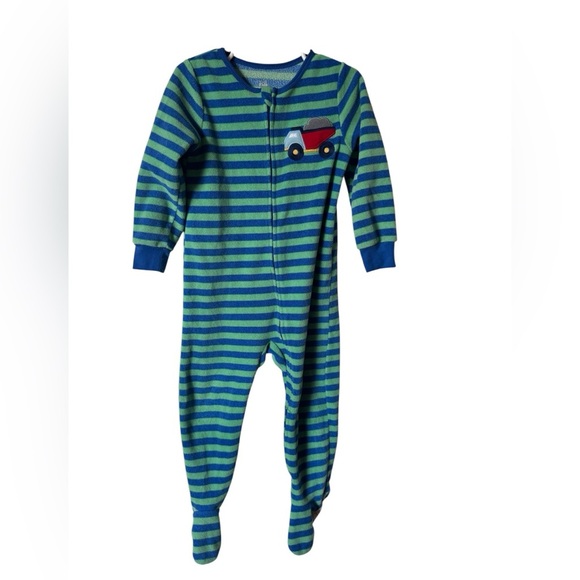 Kids Headquarters Blue and Green Striped Footies with Zipper - Picture 1 of 3